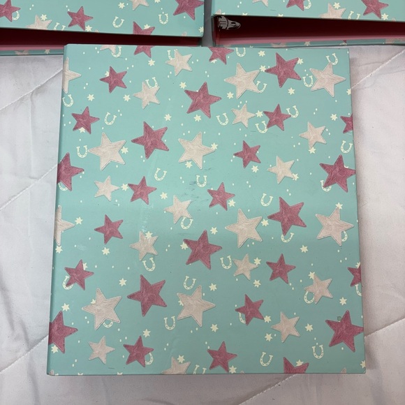 Set of 3 New GARTNER Studios 2” 3 ring binders Star Patterned Binders pink teal - Picture 2 of 6